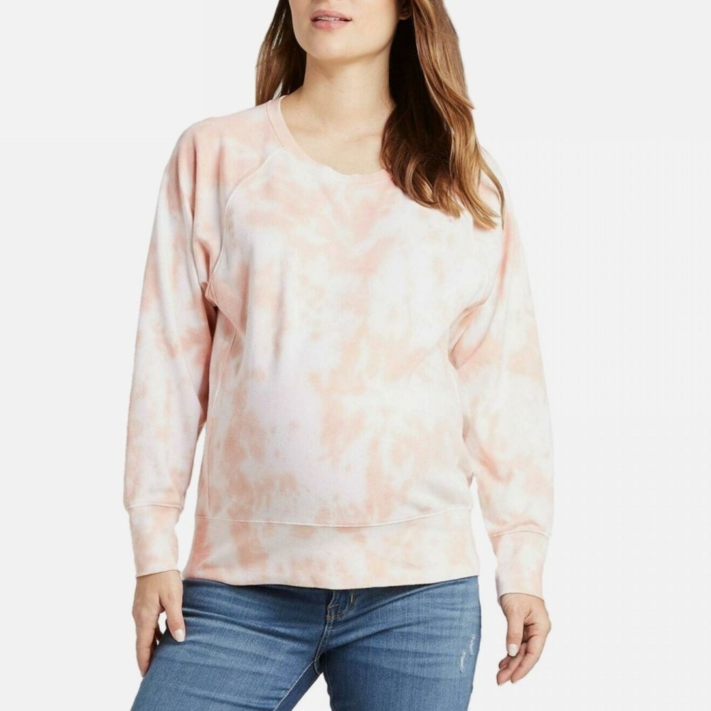 Tie Dye Maternity Pull Over Crewneck Size XXL Pale Pink / White Pregnancy Casual